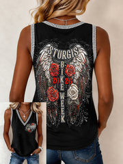 Women's Motorcycle Rally Printed Vest Top