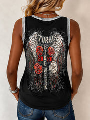 Women's Motorcycle Rally Printed Vest Top