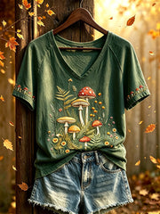 Women's autumn theme pattern printed casual short-sleeve T-shirt