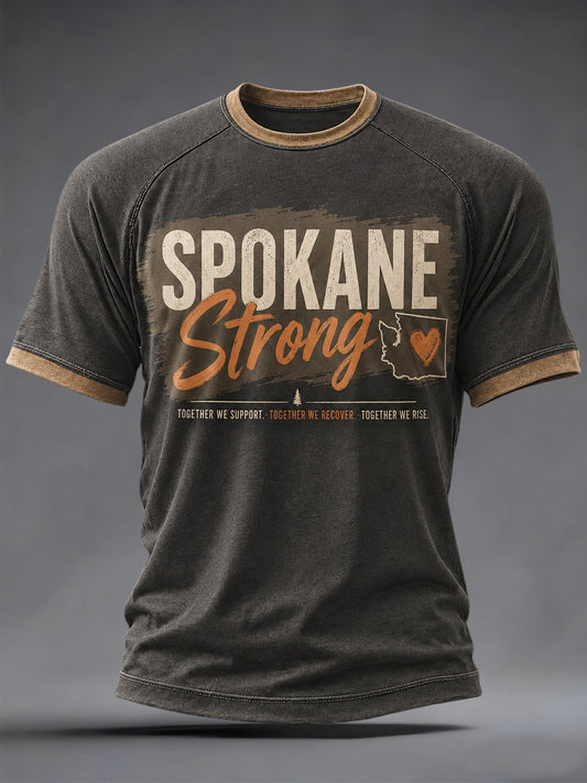 Men's Pray For Spokane Complex Fire Print Casual Tee