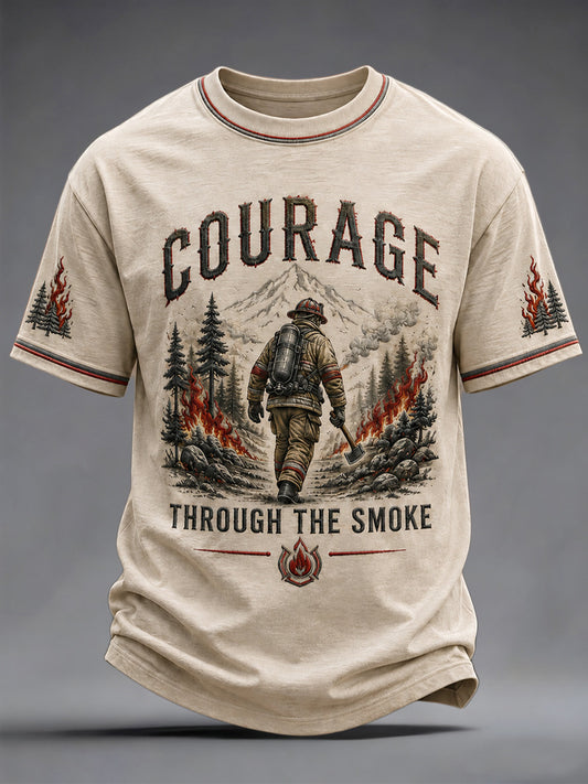 Men's Pray For Spokane Complex Fire Print Casual Tee