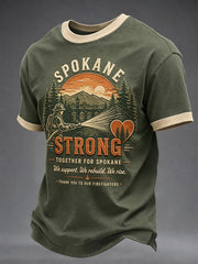 Men's Pray For Spokane Complex Fire Print Casual Tee