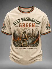 Men's Pray For Spokane Complex Fire Print Casual Tee