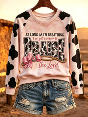 Women's Vintage Western Faith Print Raglan Sleeve Sweatshirt