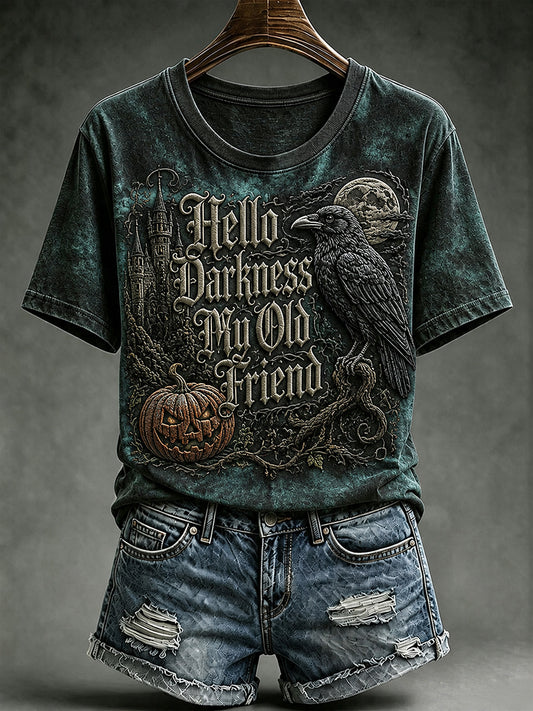 Women's Hello Darkness My Old Friend Print T-shirt