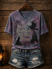 Women’s Hello Darkness My Old Friend Halloween Print T-shirt