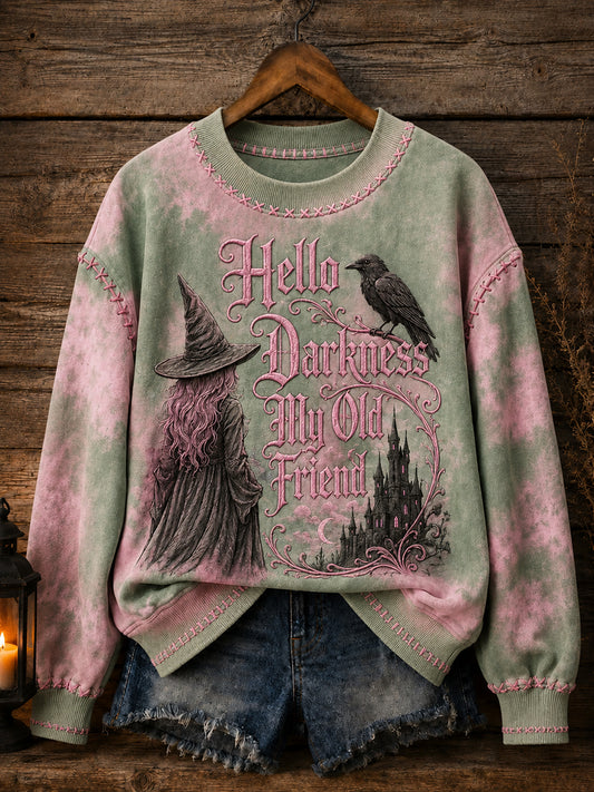 Women’s Hello Darkness My Old Friend Halloween Print Sweatshirt