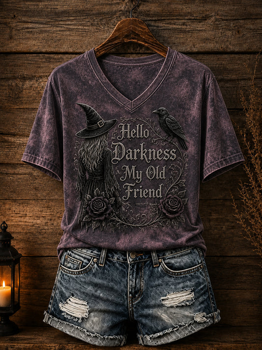 Women’s Hello Darkness My Old Friend Halloween Print T-shirt