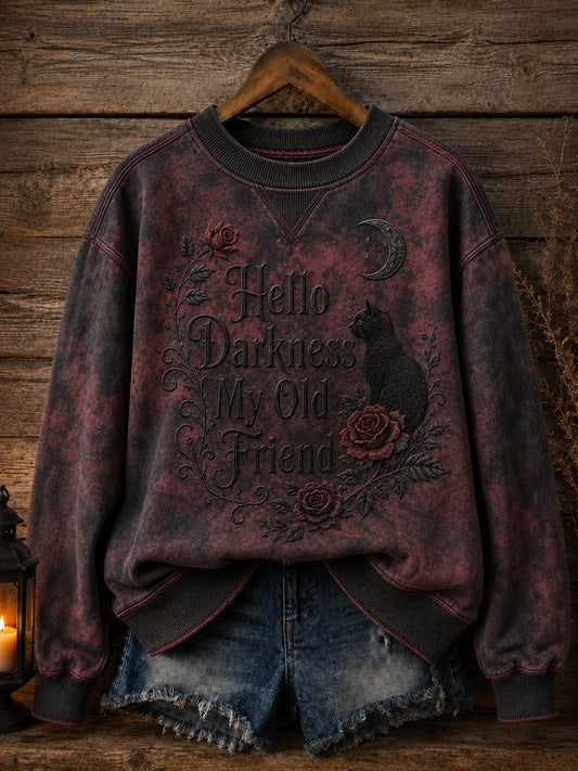 Women’s Hello Darkness My Old Friend Halloween Print Sweatshirt