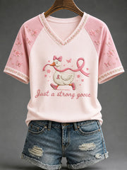 Women's 'Just A Strong Goose'  Fun Breast Cancer Prevention and Awareness T-shirt