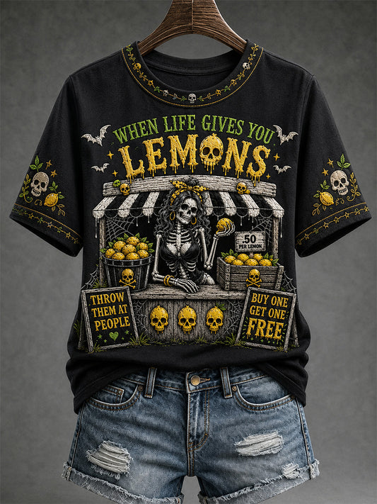 Women's When Life Gives You Lemons Print Casual Tee