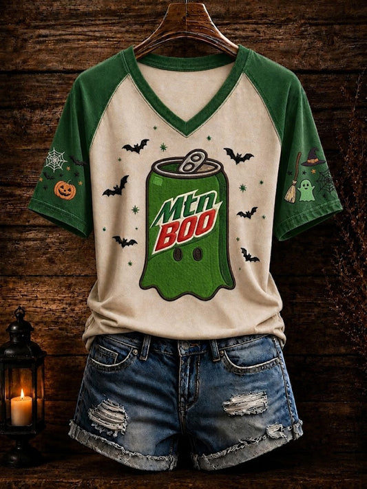 Women's Spooky Soda Can Halloween V-neck T-shirt