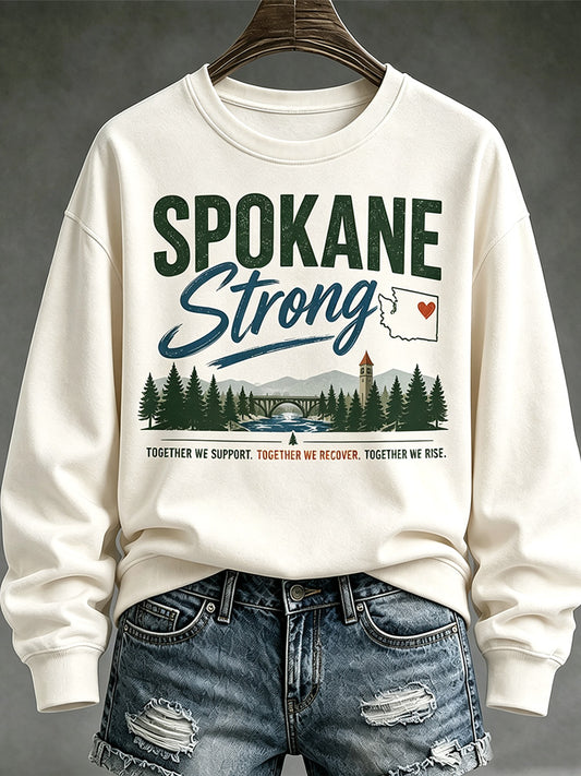 Women's Pray For Spokane Complex Fire Print Casual Sweatshirt
