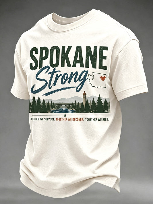 Men's Pray For Spokane Complex Fire Print Casual Tee