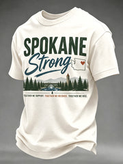 Men's Pray For Spokane Complex Fire Print Casual Tee