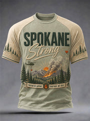 Men's Pray For Spokane Complex Fire Print Casual Tee