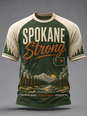 Men's Pray For Spokane Complex Fire Print Casual Tee