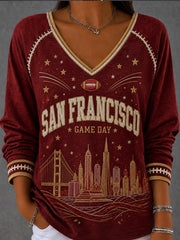 Women's Football Gameday Gift For Football Fans Casual Long Sleeve Shirt