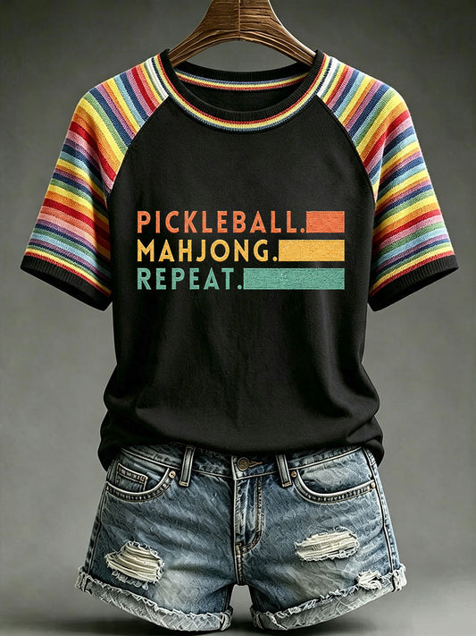 Women’s 'pickleball mahjong repeat' T-shirts