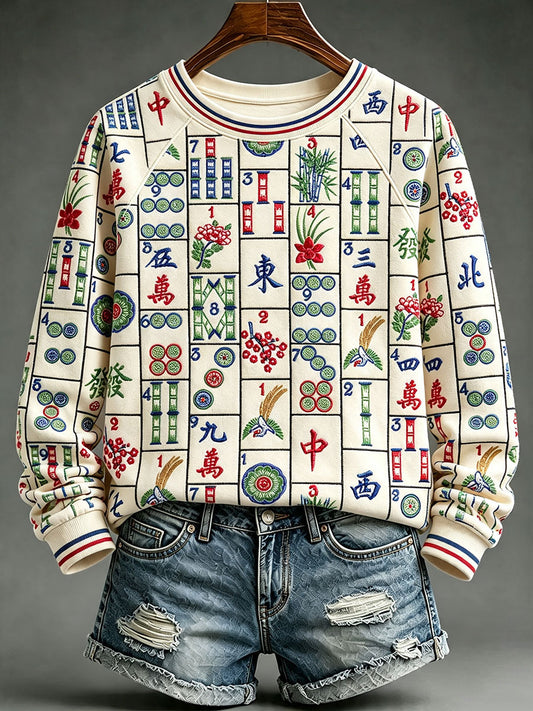 Women's Mahjong Print Sweatshirts