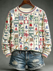 Women's Mahjong Print Sweatshirts