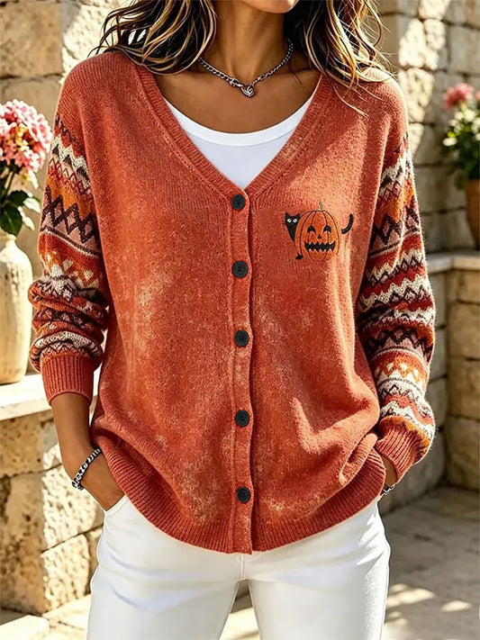 Women's Cozy Season Printed Casual Cardigan