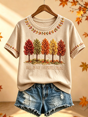 Women's Fall Is My Favorite Color short-sleeved Faux-knit