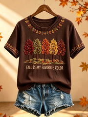 Women's Fall Is My Favorite Color short-sleeved Faux-knit