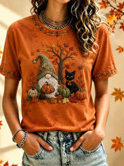 Women's Fall Trees Fall Leaves Printed short-sleeved T-shirt