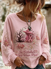 Women's In October We Wear Pink Cotton-Linen Shirt