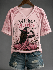Women's Wicked Warrior V-neck Off-shoulder Short-sleeved T-shirt