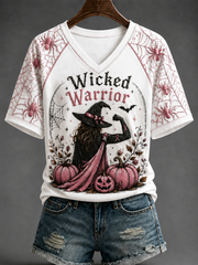 Women's Wicked Warrior V-neck Off-shoulder Short-sleeved T-shirt