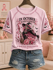 Women's In October We Wear Pink Printed Casual T-Shirt