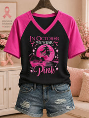 Women's In October We Wear Pink Printed Casual T-Shirt