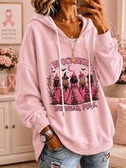 Women's 'In October We Wear Pink' Printed Casual Hoodie