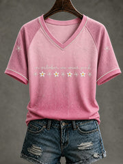 Women's In October We Wear Pink Printed V-neck T-shirt