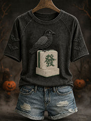 Women’s Halloween Crow Mahjong T-Shirts