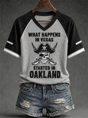 Women's Las Vegas Football Fan Print V-neck T-shirt