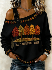 Women's Fall Is My Favorite Color Casual Off-Shoulder Sweatshirt