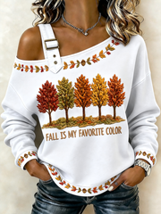 Women's Fall Is My Favorite Color Casual Off-Shoulder Sweatshirt
