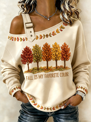 Women's Fall Is My Favorite Color Casual Off-Shoulder Sweatshirt
