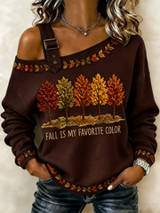 Women's Fall Is My Favorite Color Casual Off-Shoulder Sweatshirt