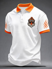 Men's Game Day Football Print Casual Short-Sleeve Polo Shirt
