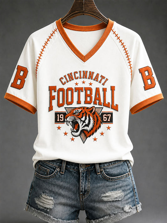Women's Game Day Football Print Casual T-Shirt