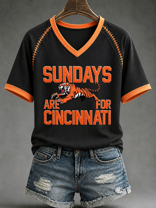 Women's Game Day Football Print Casual T-Shirt