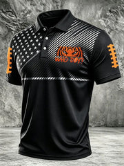 Men's Game Day Football Print Casual Short-Sleeve Polo Shirt