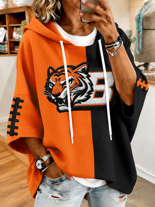 Women's Game Day Football Print Casual Short-Sleeve Hoodie