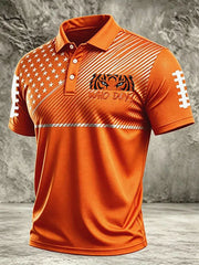 Men's Game Day Football Print Casual Short-Sleeve Polo Shirt