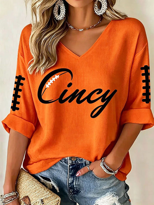 Women's Game Day Football Print Casual T-Shirt