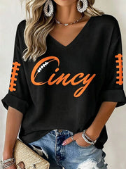 Women's Game Day Football Print Casual T-Shirt